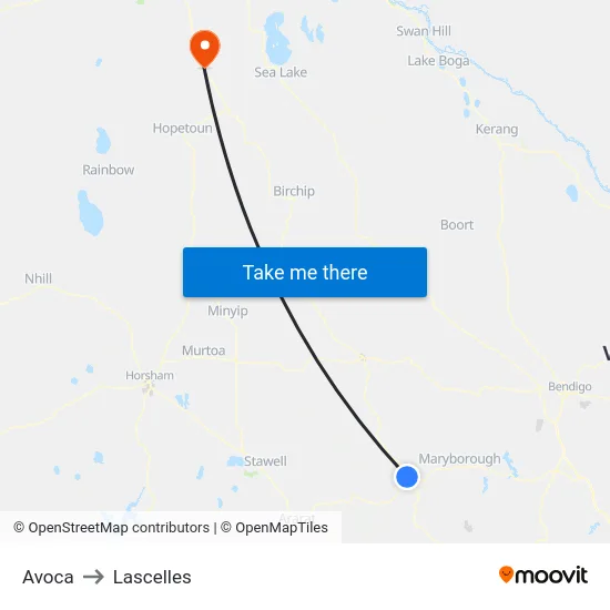 Avoca to Lascelles map