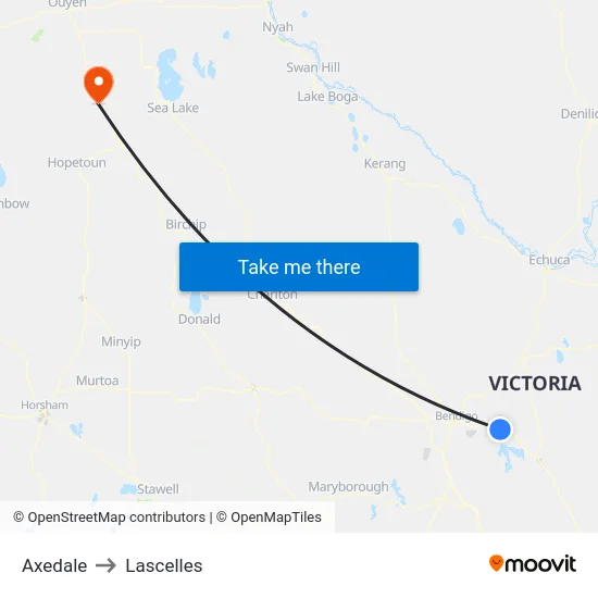 Axedale to Lascelles map