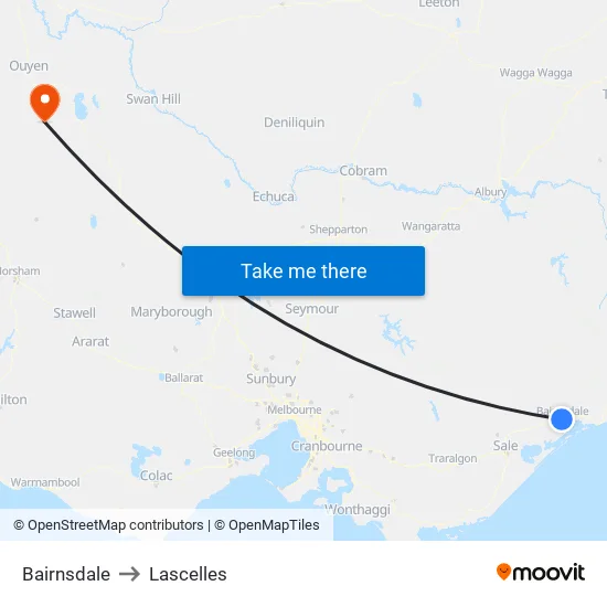 Bairnsdale to Lascelles map