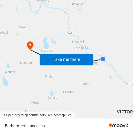 Barham to Lascelles map