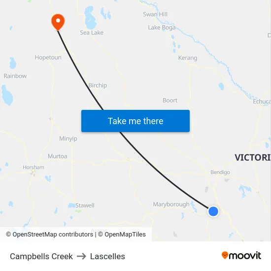 Campbells Creek to Lascelles map