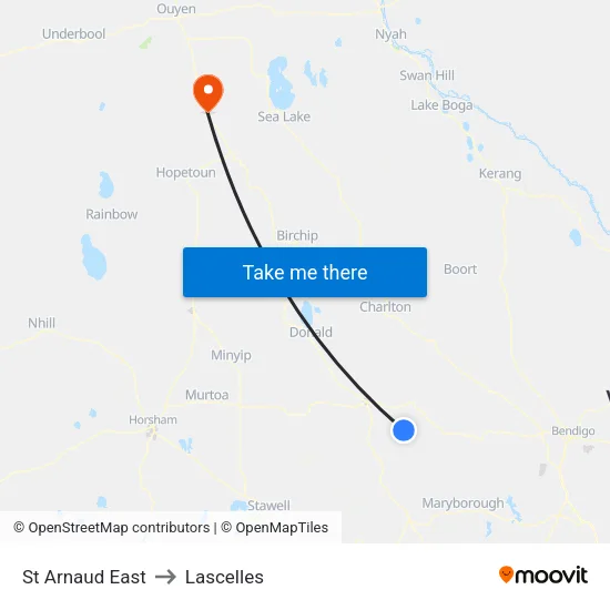 St Arnaud East to Lascelles map