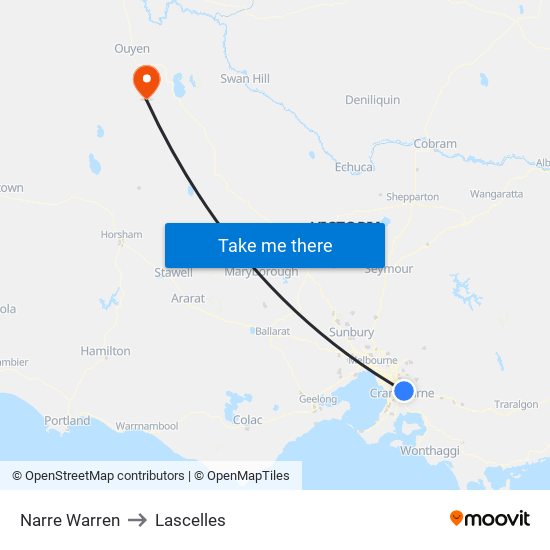 Narre Warren to Lascelles map