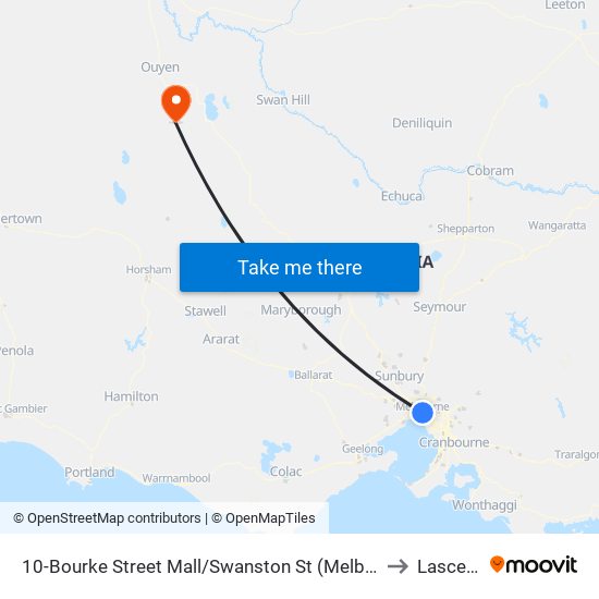 10-Bourke Street Mall/Swanston St (Melbourne City) to Lascelles map