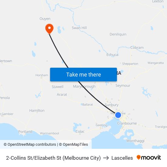 2-Collins St/Elizabeth St (Melbourne City) to Lascelles map