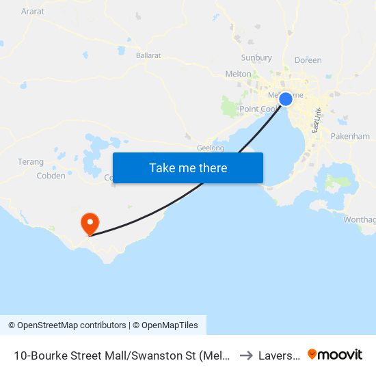 10-Bourke Street Mall/Swanston St (Melbourne City) to Lavers Hill map
