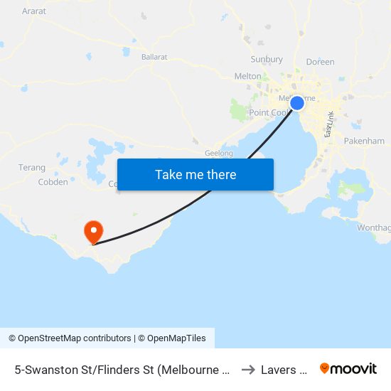 5-Swanston St/Flinders St (Melbourne City) to Lavers Hill map
