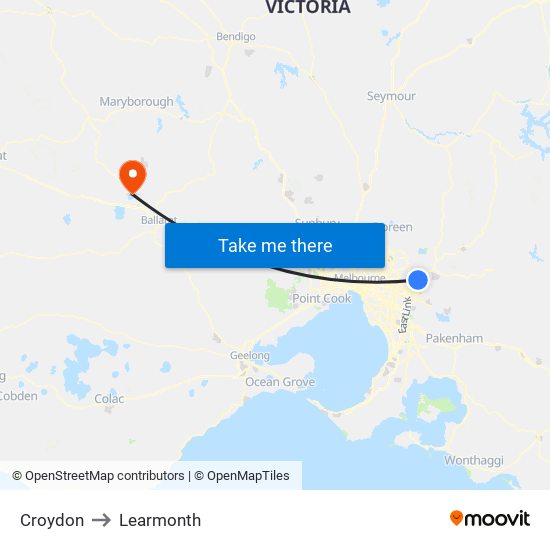 Croydon to Learmonth map