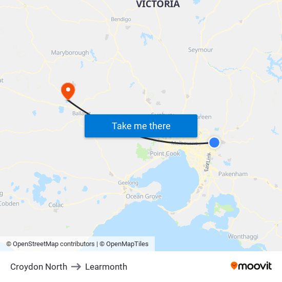 Croydon North to Learmonth map