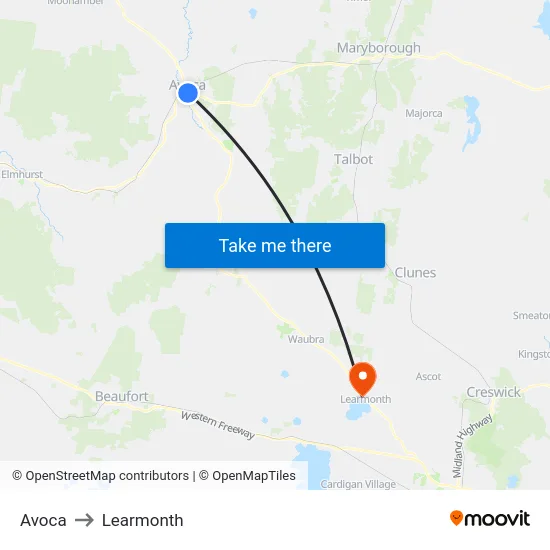 Avoca to Learmonth map
