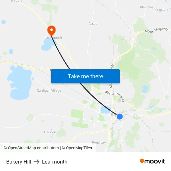 Bakery Hill to Learmonth map