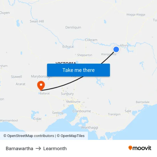 Barnawartha to Learmonth map