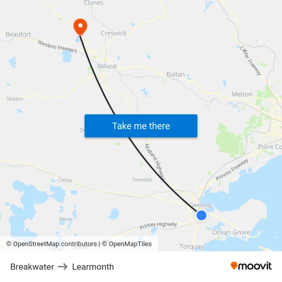 Breakwater to Learmonth map