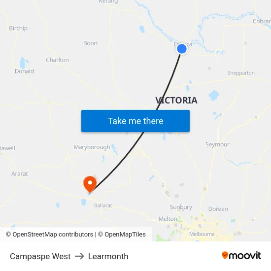 Campaspe West to Learmonth map