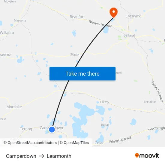 Camperdown to Learmonth map
