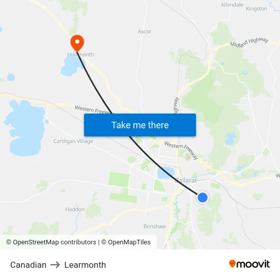 Canadian to Learmonth map