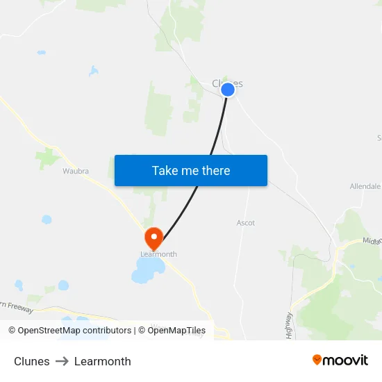 Clunes to Learmonth map