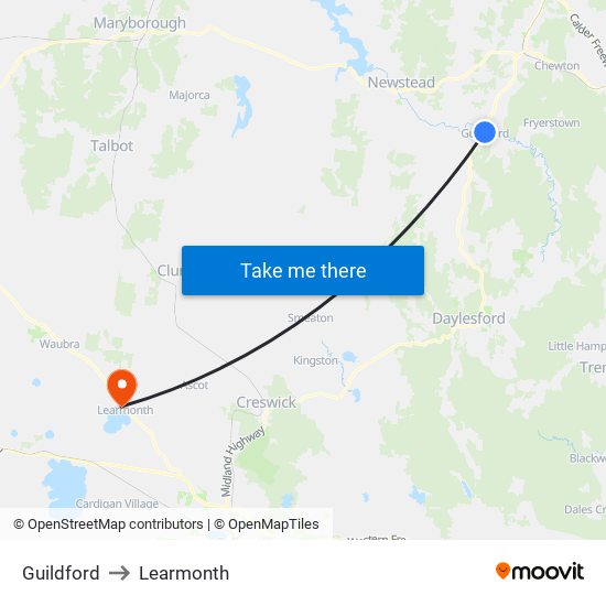 Guildford to Learmonth map