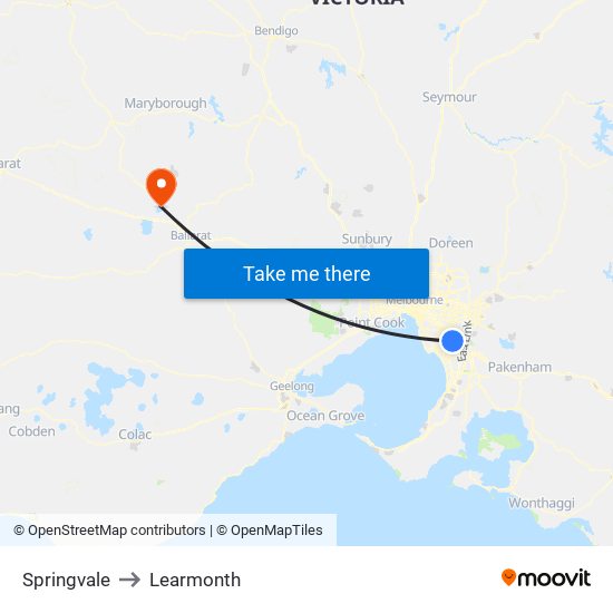 Springvale to Learmonth map