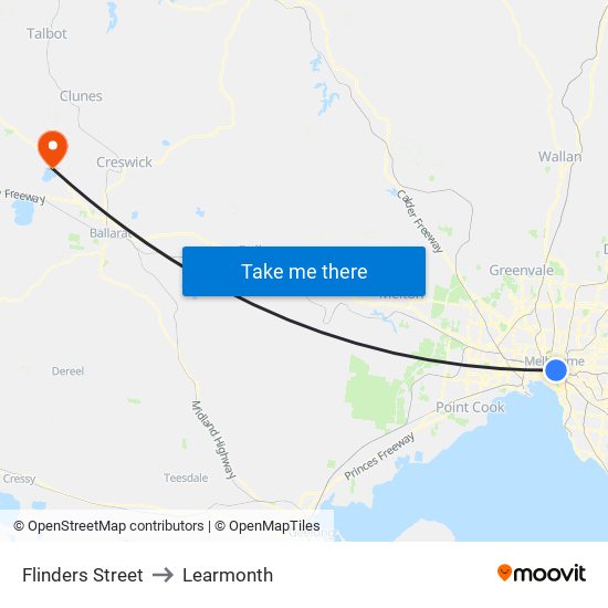 Flinders Street to Learmonth map