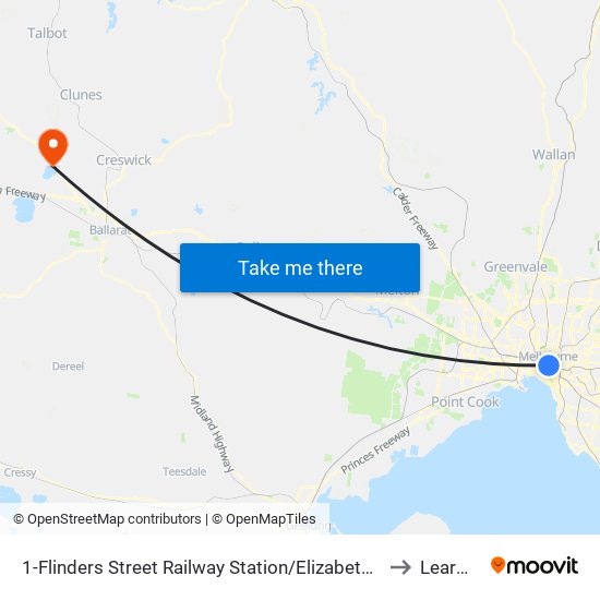 1-Flinders Street Railway Station/Elizabeth St (Melbourne City) to Learmonth map