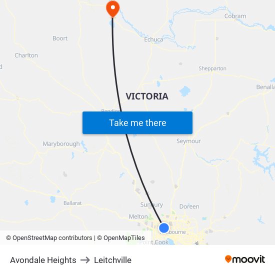 Avondale Heights to Leitchville map