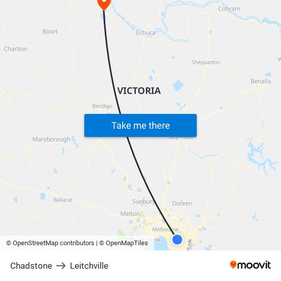 Chadstone to Leitchville map