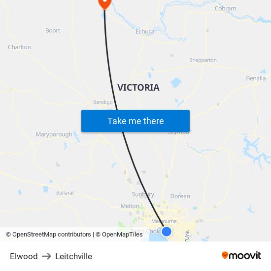 Elwood to Leitchville map