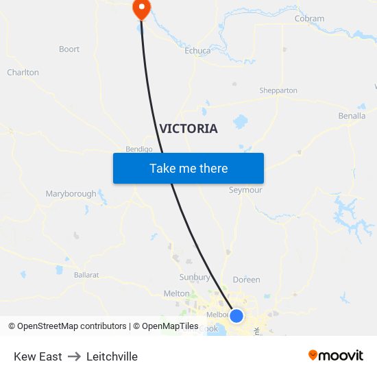 Kew East to Leitchville map