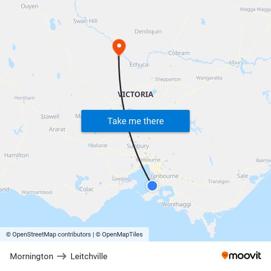 Mornington to Leitchville map