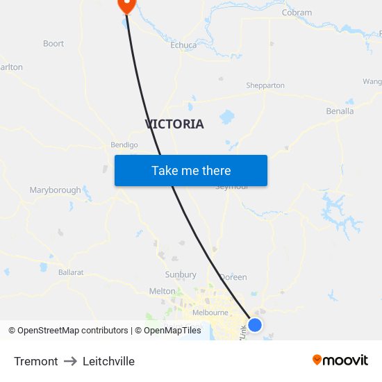 Tremont to Leitchville map