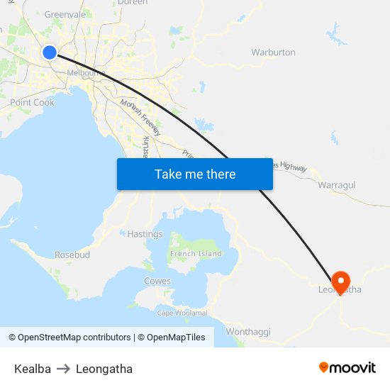 Kealba to Leongatha map