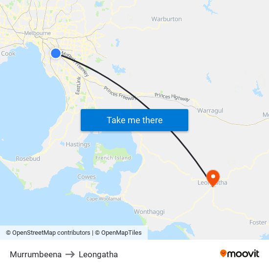 Murrumbeena to Leongatha map