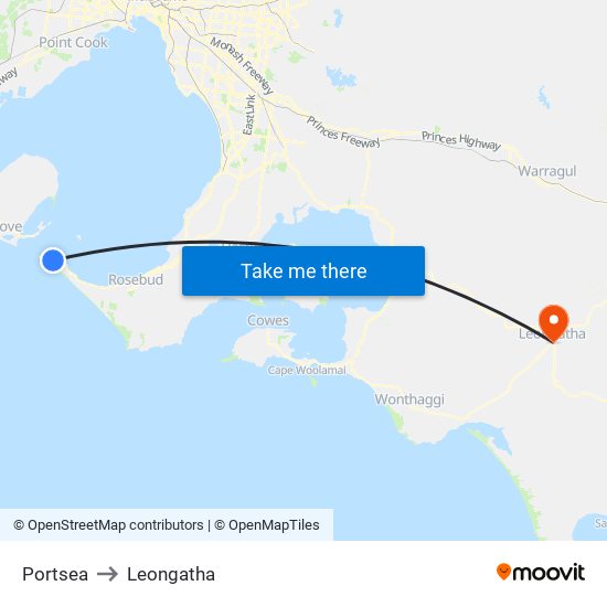 Portsea to Leongatha map