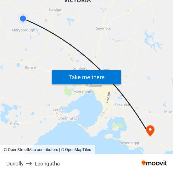 Dunolly to Leongatha map