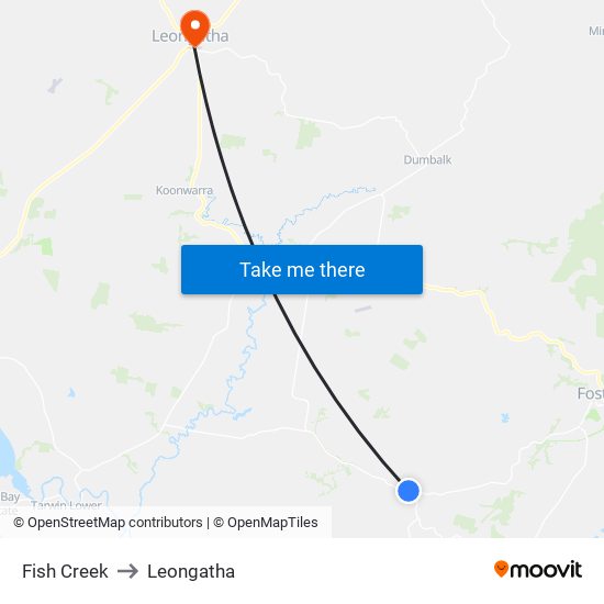 Fish Creek to Leongatha map
