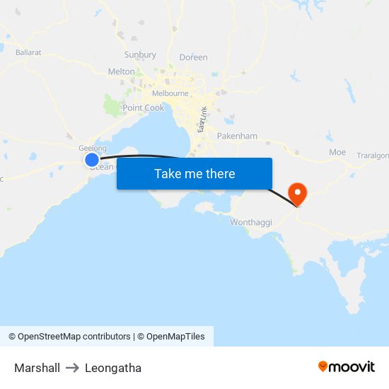Marshall to Leongatha map