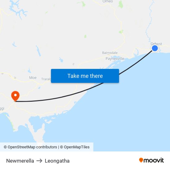 Newmerella to Leongatha map