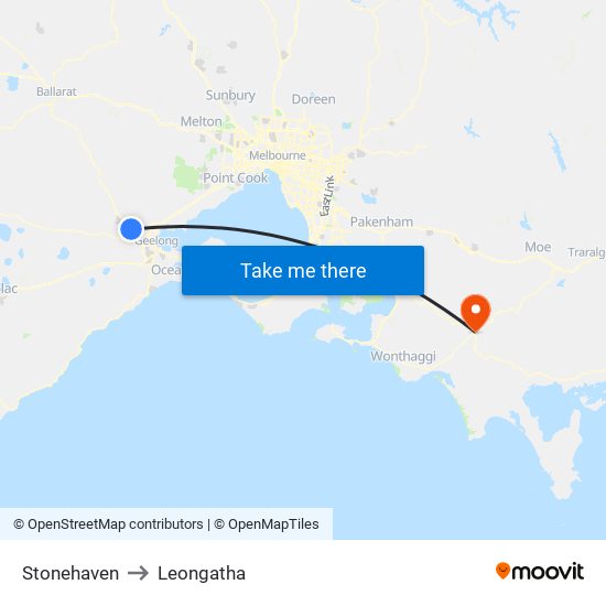 Stonehaven to Leongatha map