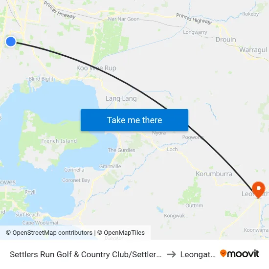 Settlers Run Golf & Country Club/Settlers Run to Leongatha map