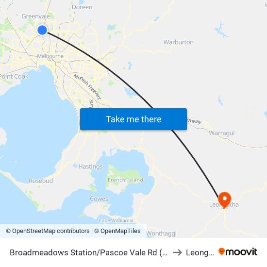 Broadmeadows Station/Pascoe Vale Rd (Broadmeadows) to Leongatha map