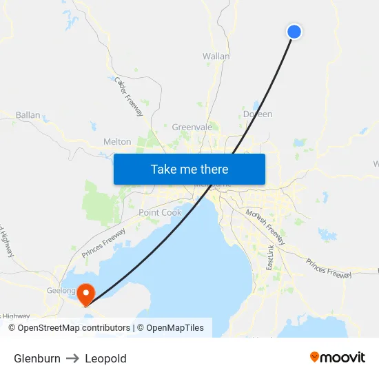 Glenburn to Leopold map