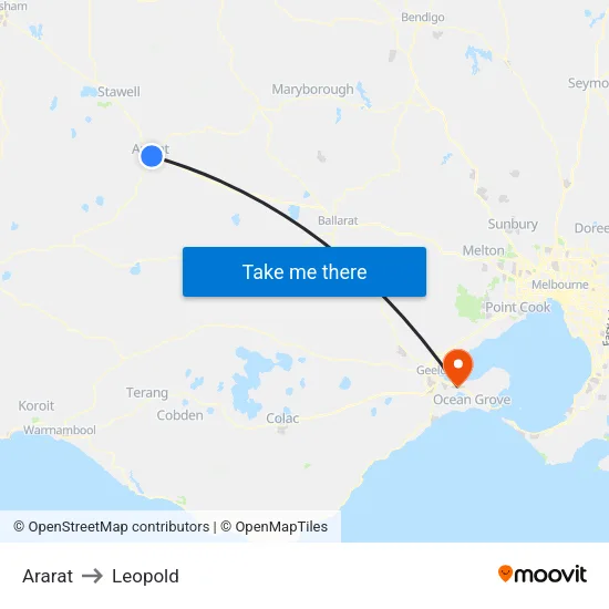 Ararat to Leopold map