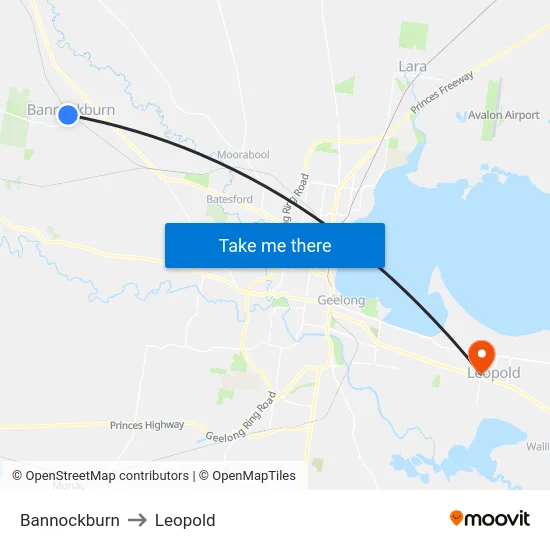 Bannockburn to Leopold map