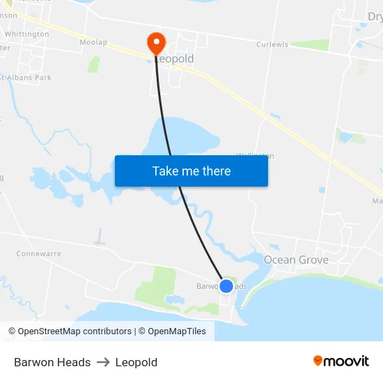 Barwon Heads to Leopold map