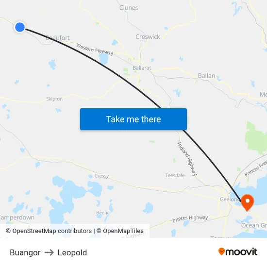 Buangor to Leopold map