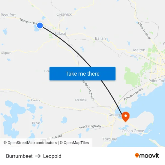 Burrumbeet to Leopold map