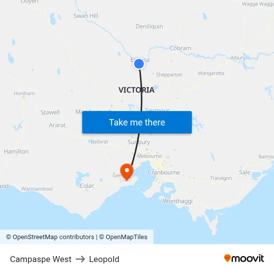 Campaspe West to Leopold map