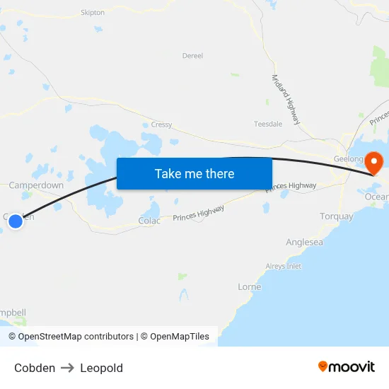 Cobden to Leopold map