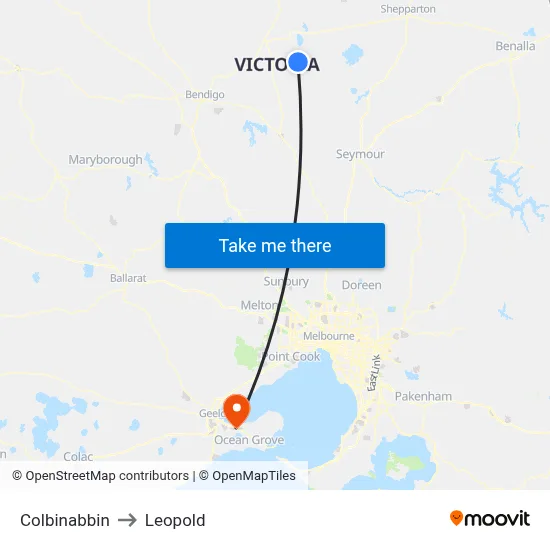 Colbinabbin to Leopold map